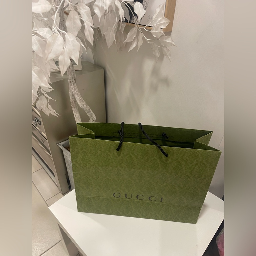 GUCCI LARGE GIFT BAG, GREEN FOLIAGE SHOPPING BAG